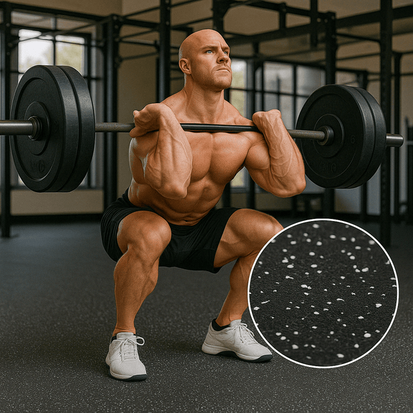 Rubber gym flooring withstands dropped weights