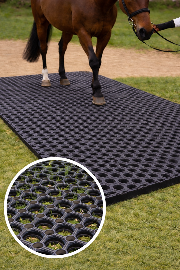 Equestrian Rubber Grass Mats for Horses UK 1m x 1.5m | Heavy-Duty Gateway & Stable Flooring | Mud Control & Drainage | Free UK Delivery - Slip Not Co Uk