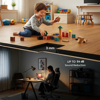 3 mm Rubber Acoustic Underlay – Floor Soundproofing with Up to 54 dB Impact Noise Insulation