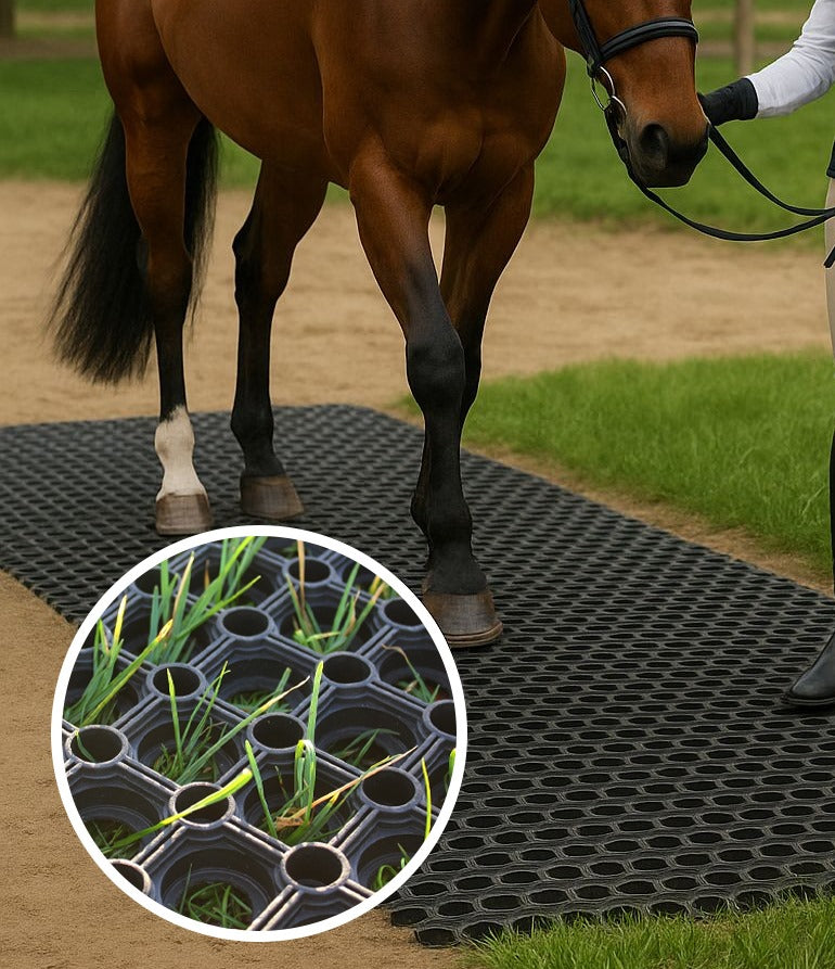 Heavy-Duty Rubber Grass Mats – Anti-Slip Gateway & Horse Stable Flooring for Mud Control & Drainage - Slip Not Co Uk