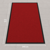 Slip Not red heavy-duty entrance mat with black border, measuring 115 cm by 240 cm on gray tile floor.