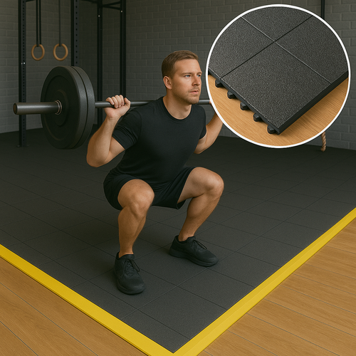 Heavy Duty Interlocking Rubber Gym Mats 16mm | CrossFit Flooring | Anti-Slip Shock-Absorbing Tiles | UK Stock