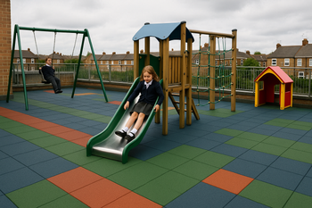 Playground Safety Rubber Mats – 1m x 1m Non-Slip Impact Tiles (BS EN 1177 Tested)