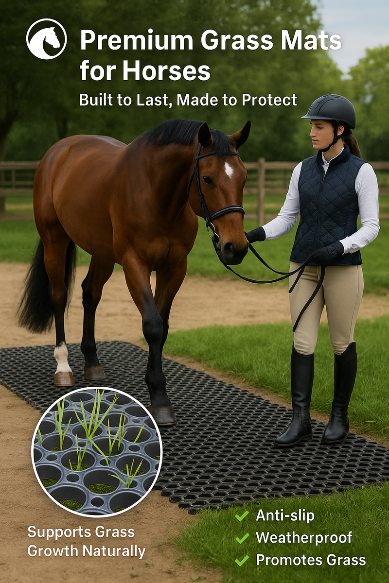 Heavy-Duty Rubber Grass Mats – Anti-Slip Gateway & Horse Stable Flooring for Mud Control & Drainage - Slip Not Co Uk