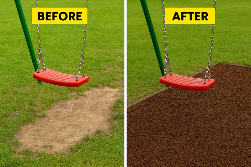 Brown Rubber Play Chippings – Safe Playground & Garden Surfacing (BS EN 1177 Certified, Made in UK) - Slip Not Co Uk