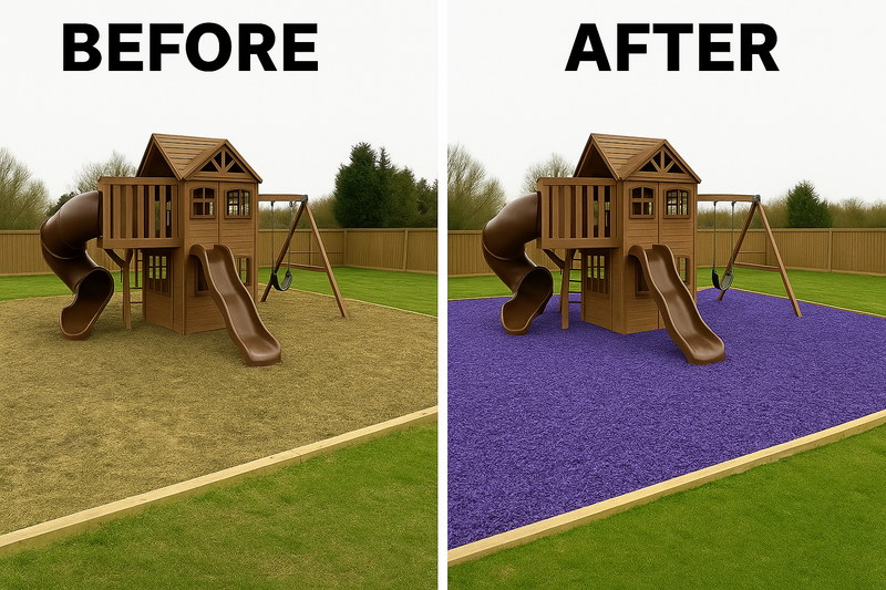 Premium Purple Rubber Play Chippings – BS EN 1177:2018 Certified | 100% Recycled UK Rubber | Safe & Long-Lasting Playground & Garden Surfacing - Slip Not Co Uk