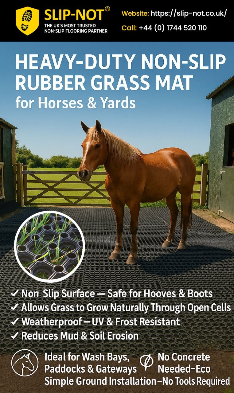 Heavy-Duty Rubber Grass Mats – Anti-Slip Gateway & Horse Stable Flooring for Mud Control & Drainage - Slip Not Co Uk