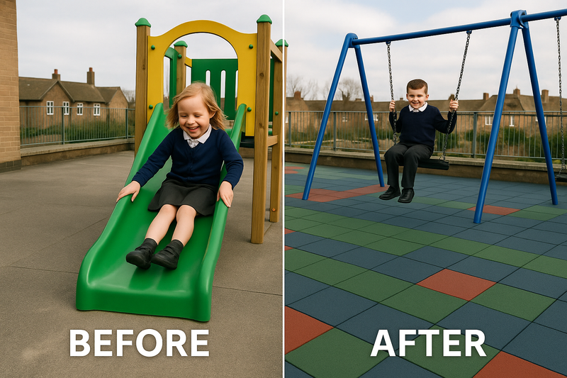 Playground Safety Rubber Mats – 1m x 1m Non-Slip Impact Tiles (BS EN 1177 Tested) - Slip Not Co Uk