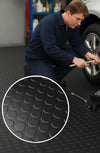 Non-Slip Rubber Flooring Roll – Studded Penny Dot Pattern, Heavy-Duty Garage & Workshop Matting ( 2 m Wide) - Slip Not Co Uk