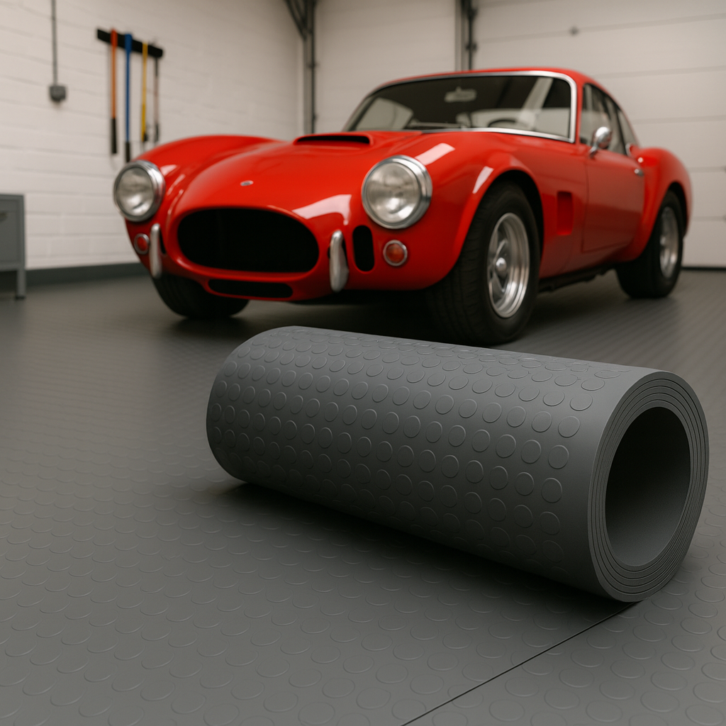 10 Metre Heavy Duty Non-Slip Rubber Flooring Roll - Studded Coin Pattern (approx 1 m wide, 3 mm thick) - Commercial Grade