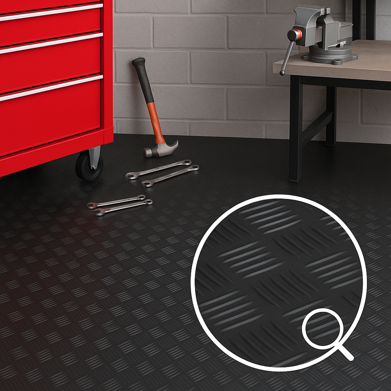 Diamond Checker Plate Rubber Flooring Roll – Heavy-Duty, Non‑Slip & Easy‑Clean Matting | Slip Not - Slip Not Co Uk