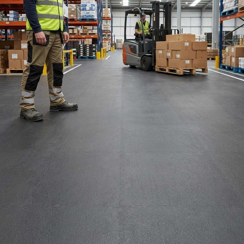 Ultra Heavy-Duty Interlocking PVC Floor Tiles 10mm – Industrial Flooring for Warehouses, Aircraft Hangars & Fire Stations