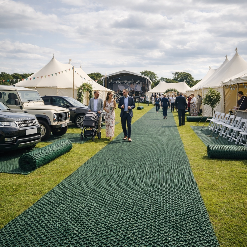 2m x 30m Grass Protection Mesh | Heavy-Duty Turf Reinforcement Mat UK | Car Park & Driveway Lawn Protection