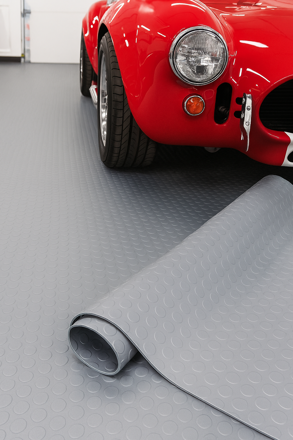 Studded Rubber Flooring Roll 1.2m-2.2m UK | Heavy-Duty Non-Slip Garage & Workshop Matting | Penny Dot Pattern