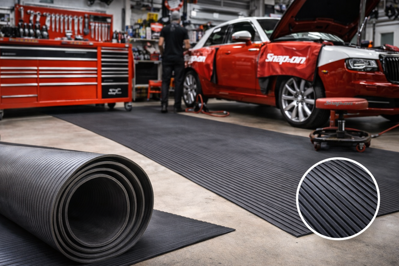Ribbed Garage Flooring UK – Heavy-Duty Workshop Rubber Matting Roll