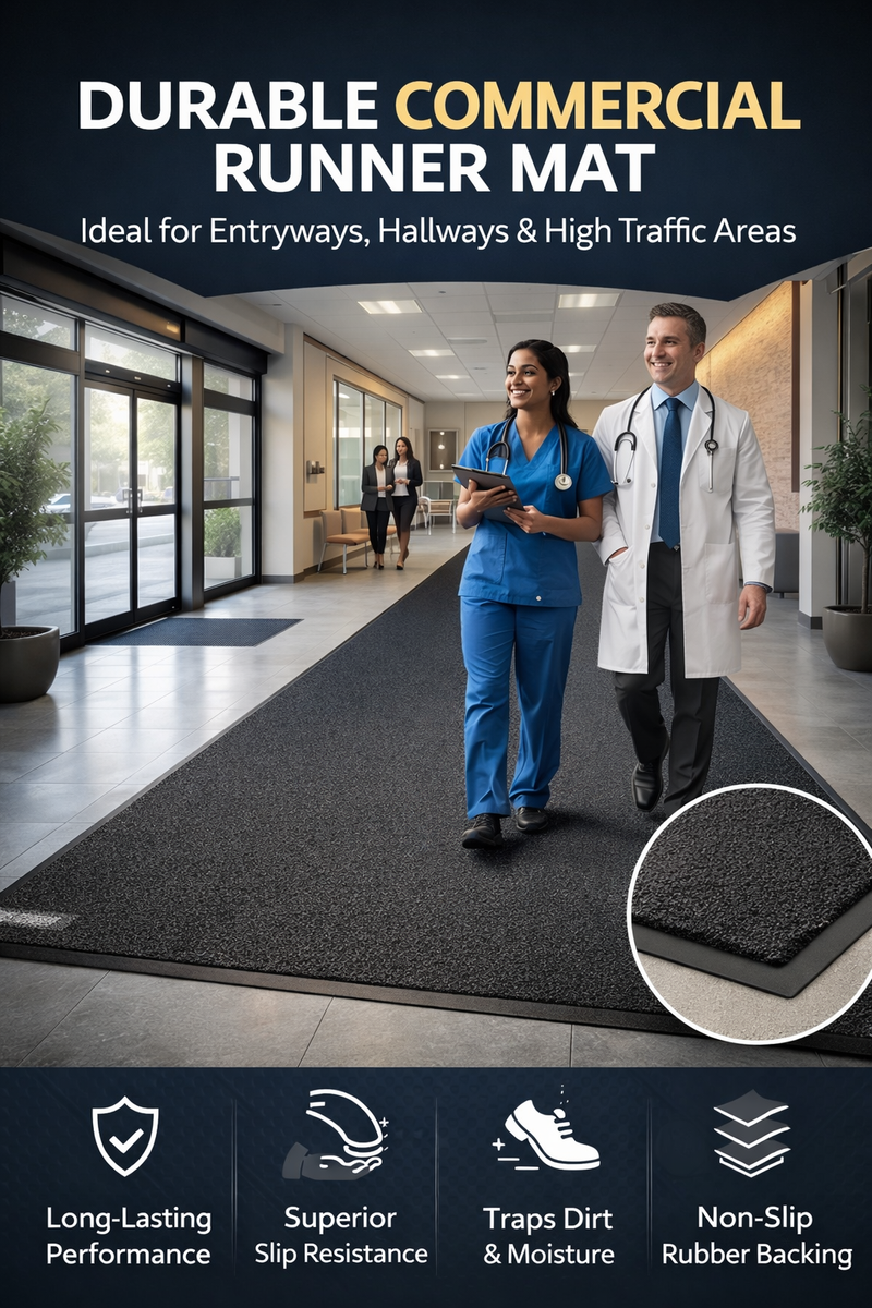 Heavy-Duty Non-Slip Rubber Runner | Commercial Entrance Matting | High-Traffic Safety Mat