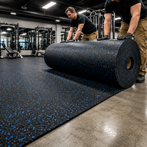 Commercial Rubber Gym Matting Rolls | 4mm–12mm | 1.25m × 10m | Black, Red, Blue, White