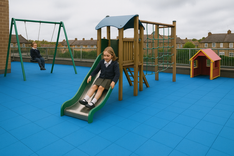 Playground Safety Rubber Mats – 1m x 1m Non-Slip Impact Tiles (BS EN 1177 Tested) - Slip Not Co Uk