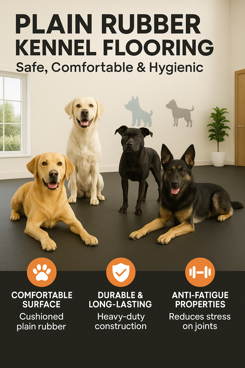Plain Rubber Kennel Flooring – Non-Slip, Anti-Fatigue, Durable Rubber Matting for Kennels, Dog Runs & Pet Areas - Slip Not Co Uk