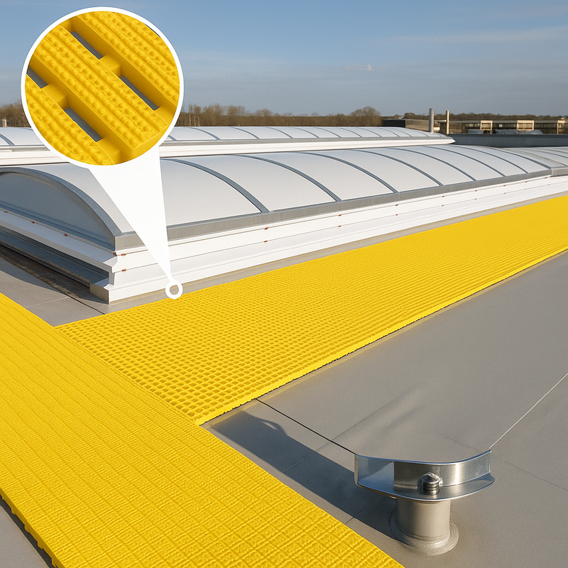 Roof Walkway Matting – Heavy-Duty Non-Slip PVC Roof Access Path for Flat Roof Safety & Protection (Wind-Tested, UV-Stable, 10 m Roll) - Slip Not Co Uk
