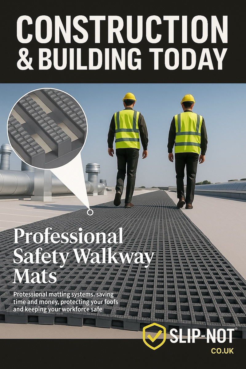 Roof Walkway Matting – Heavy-Duty Non-Slip PVC Roof Access Path for Flat Roof Safety & Protection (Wind-Tested, UV-Stable, 10 m Roll) - Slip Not Co Uk