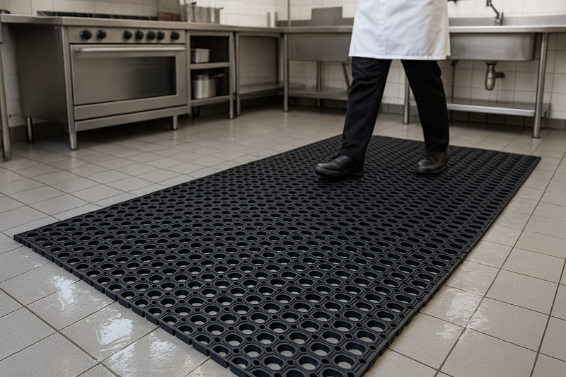 Extra Heavy-Duty Open Ring Matting – Non-Slip Drainage Mats for Wet Areas, Ideal for Commercial Kitchens, Pools & Workspaces - Slip Not Co Uk