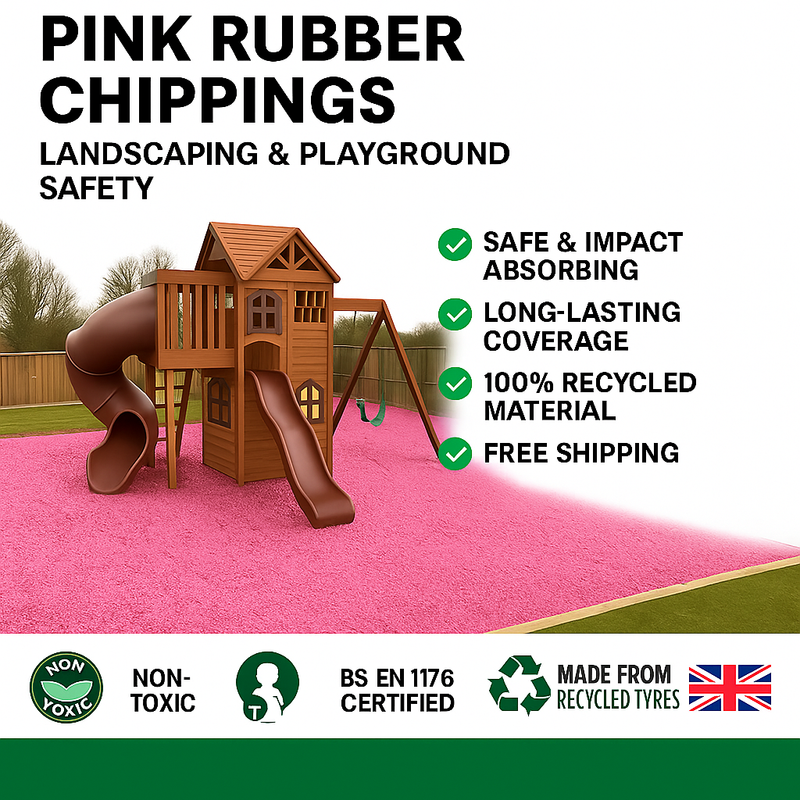 Pink Rubber Play Chippings – BS EN 1177 Certified Safe Surfacing | 100% Recycled UK Rubber - Slip Not Co Uk