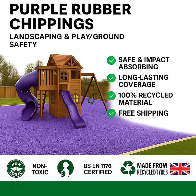 Premium Purple Rubber Play Chippings – BS EN 1177:2018 Certified | 100% Recycled UK Rubber | Safe & Long-Lasting Playground & Garden Surfacing - Slip Not Co Uk