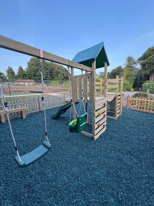 Premium Summer Blue Rubber Chippings – Eco-Friendly, Safety Certified Mulch for Gardens, Play Areas & Pathways