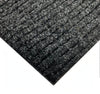 Corner detail of anthracite barrier entrance matting showing ribbed texture and latex duo backing