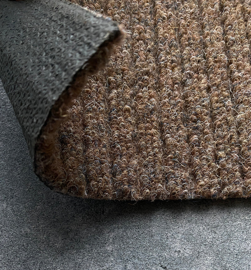 Beige/light brown polypropylene barrier entrance matting — triple ribbed surface, contract grade, cut to size 1m and 2m wide