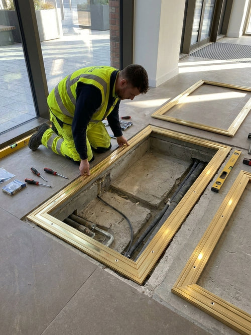 Matwell Frame for Entrance Matting | Pre-Drilled | 3 Sizes | Silver Chrome & Gold Brass