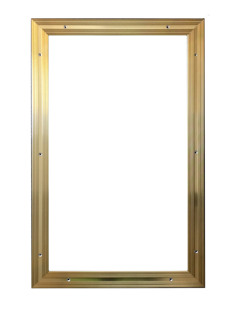 Gold brass matwell frame for 17mm entrance matting — polished brass effect, pre-drilled, 3 sizes, domestic and contract use