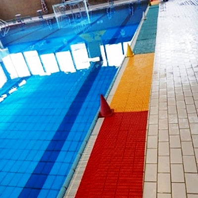 Steel Blue Water Polo Matting Open Grid Matting Antimicrobial and Antifungal Mats