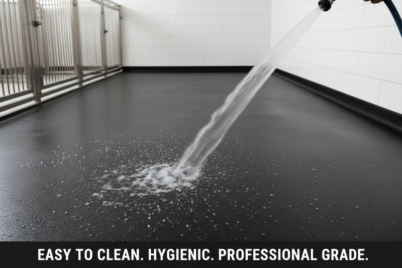 Plain black rubber being cleaned