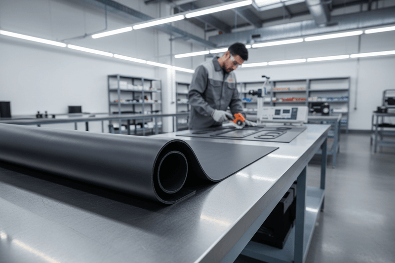 Premium SBR rubber sheet roll in industrial manufacturing facility