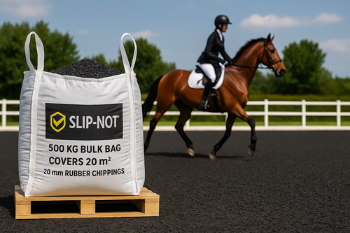 Premium Equestrian Rubber Chippings – 500 kg Arena Surface