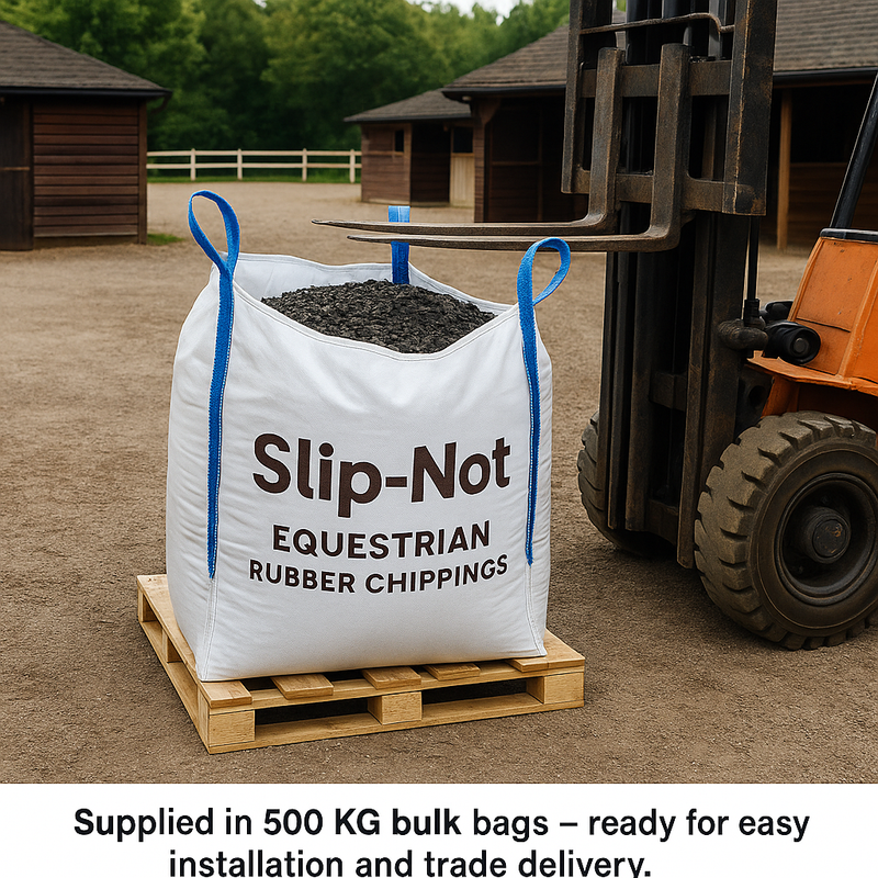 Premium Equestrian Rubber Chippings 500KG – 20mm Wire-Free Arena Footing for Riding Schools & Training Yards | Free UK Delivery - Slip Not Co Uk