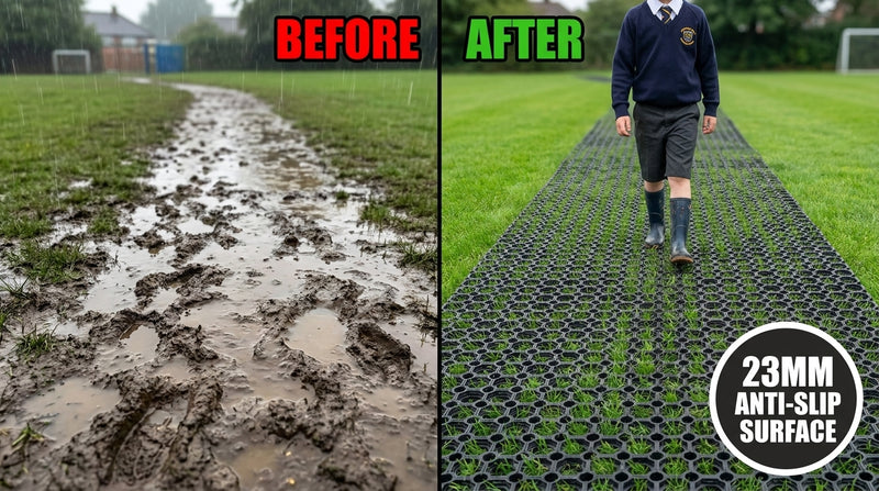 Heavy Duty 10m Rubber Grass Mat Roll | Non-Slip Lawn, Driveway & Parking Protection | UV-Resistant Outdoor Matting