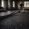 Heavy duty rubber gym flooring roll 1m x 10m black - Slip-Not UK