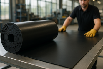 Commercial black SBR rubber sheet, durable & versatile. Available 1.5mm–25mm. Ideal for seals &  Industrial use Linear Metre