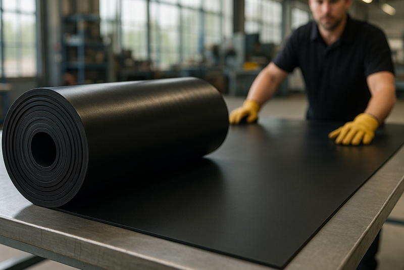 Commercial black SBR rubber sheet, durable & versatile. Available 1.5mm–25mm. Ideal for seals &  Industrial use Linear Metre - Slip Not Co Uk