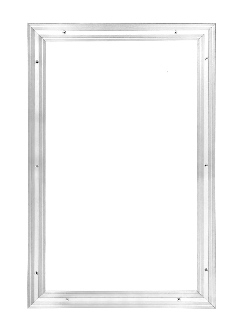 Silver chrome matwell frame for 17mm entrance matting — 3 sizes available, pre-drilled, 4 mitred sections supplied