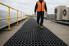 Worker Walking on Roof Matting Walkway