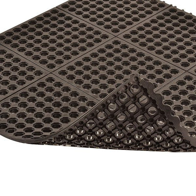 Dark Slate Gray Rubber Link Mats with Drainage Holes for Pool And Wet Areas