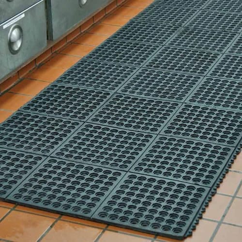 Pool Rubber Link Mats with Drainage Holes Non Slip - Slip Not Co Uk