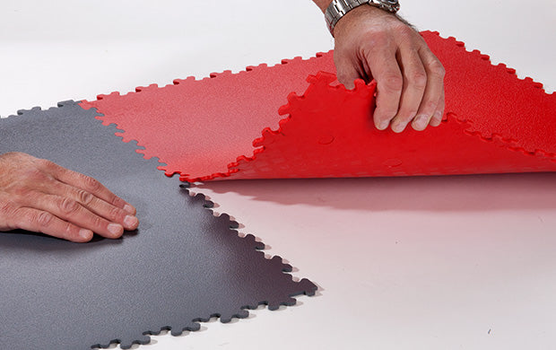 9mm Industrial Interlocking Textured Floor Tiles (Dove Tail Open Join)