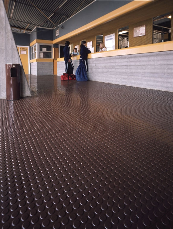 Dark Slate Gray Rubber Garage Flooring Dot Penny Pattern Linear Meter