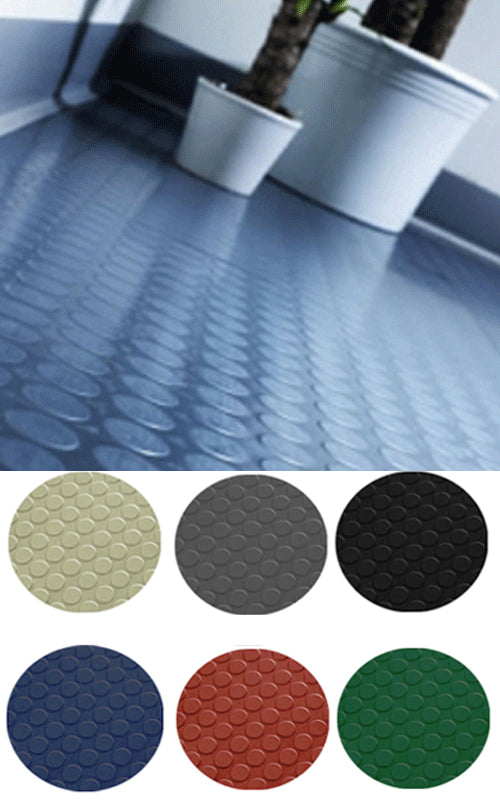 Non Slip Rubber Floor Matting Heavy Duty Dot Stud Penny Pattern By Slip-Not